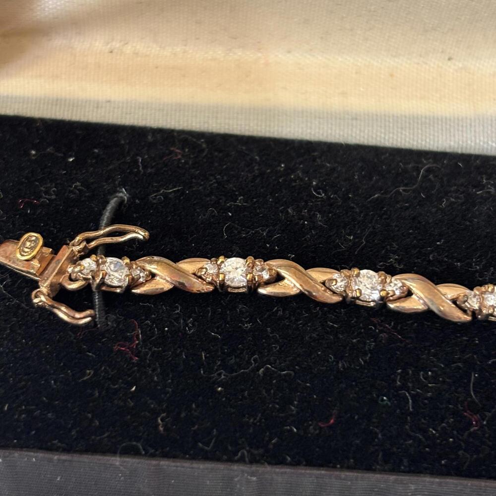 Vtg Vermeil sterling & clear tourmaline tennis bracelet - Picture 3 of 4